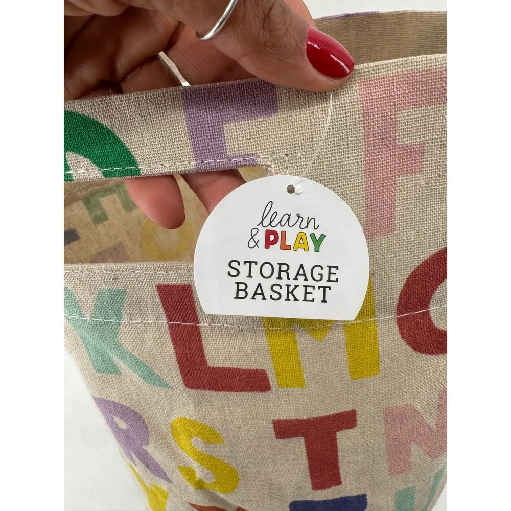 Learn & Play Alphabet Storage Basket 4pc Set ABC Print Fabric Toy Bin
